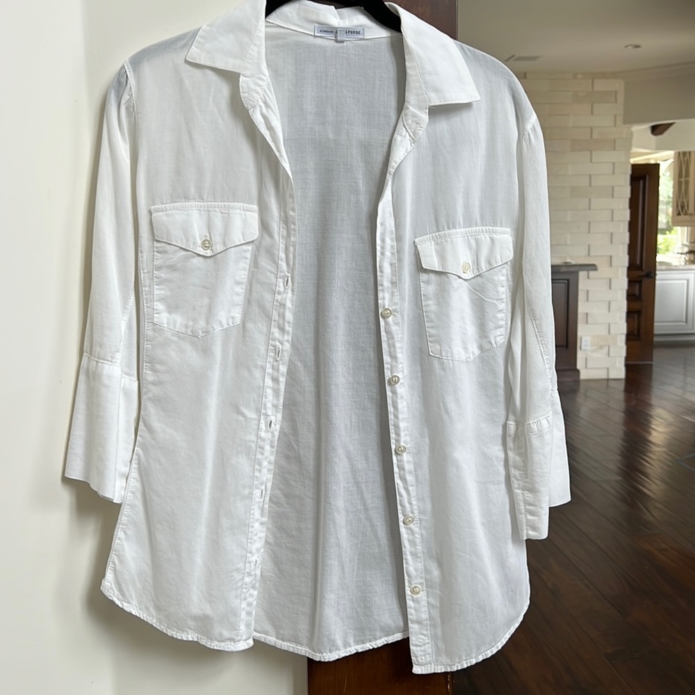 James perse women’s white cotton blouse